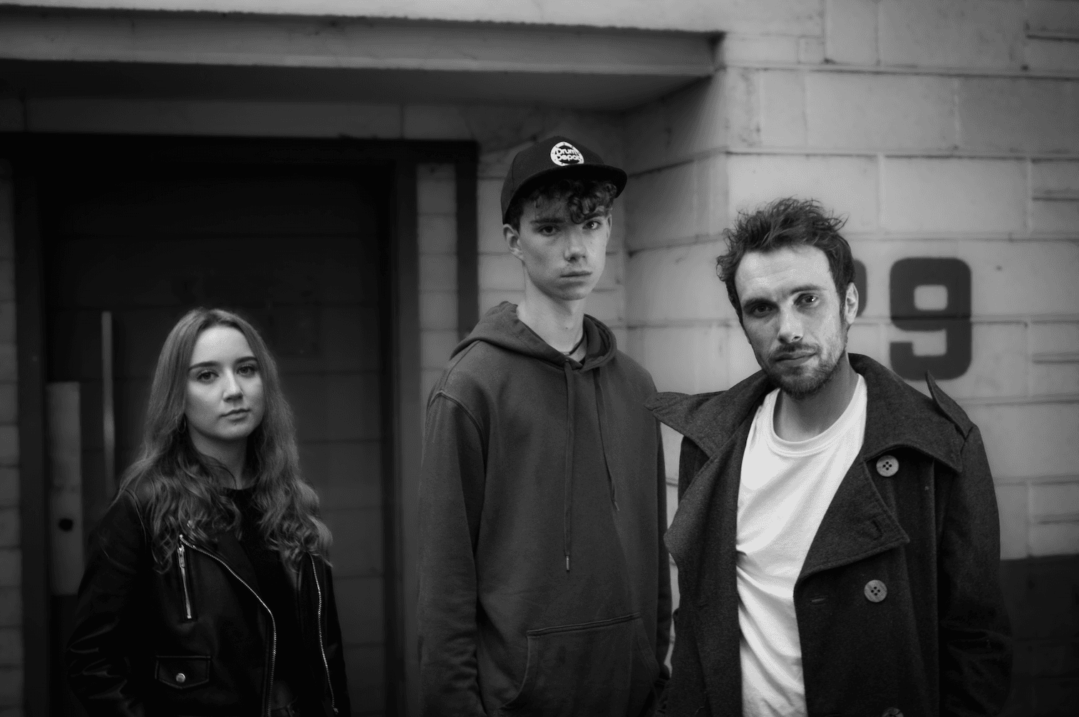 Black and white band promotional photograph